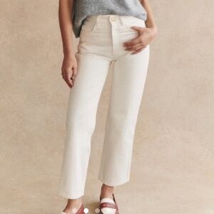 Sezane L'iconique Droit Trousers Ecru - Size 10